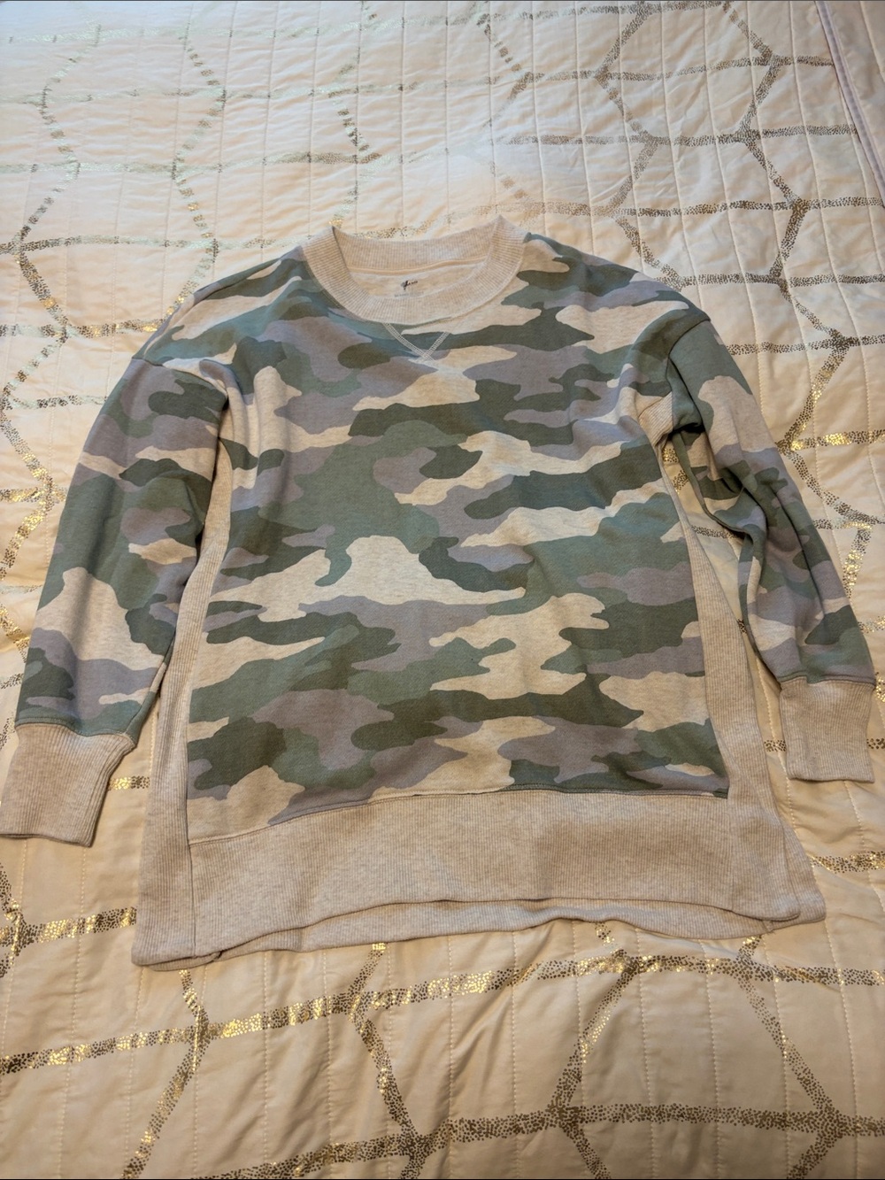 aerie Green Camo Crewneck Sweatshirt